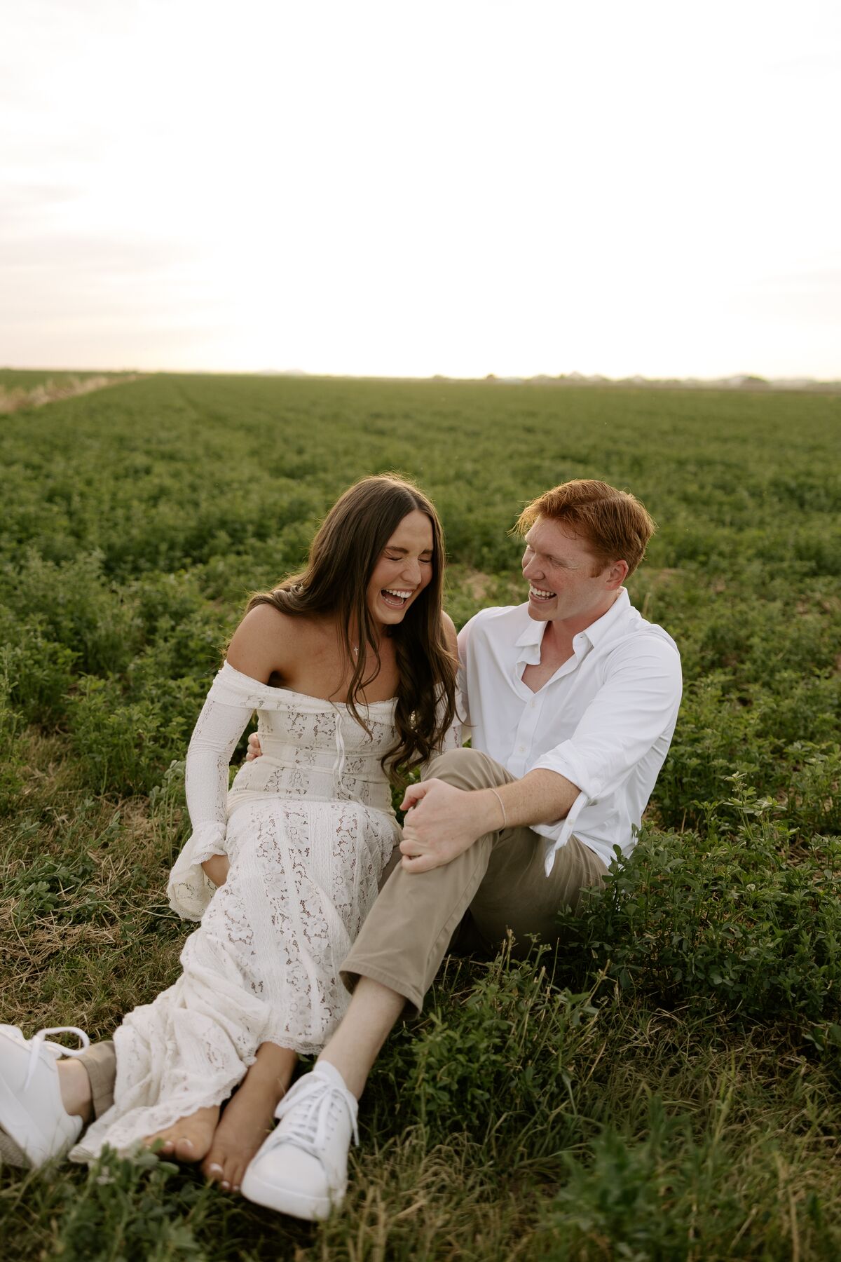 Denae and Kyle in the desert at golden hour
